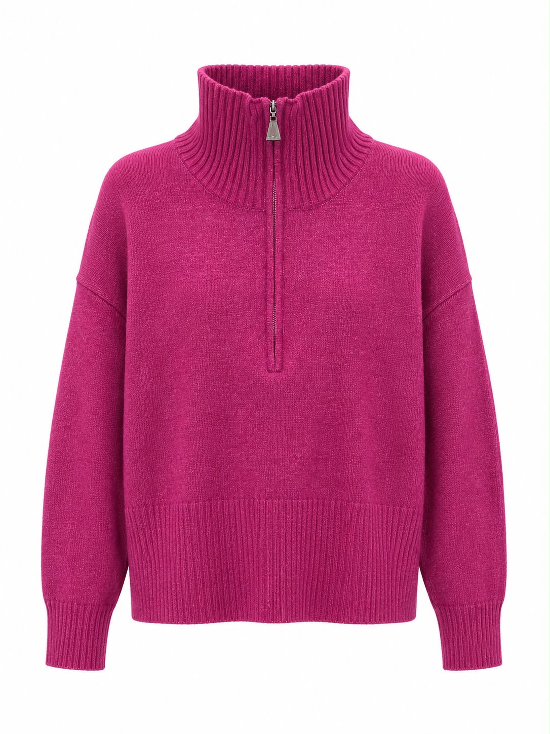 Cardigan de Tricot com Gola Alta de Zíper