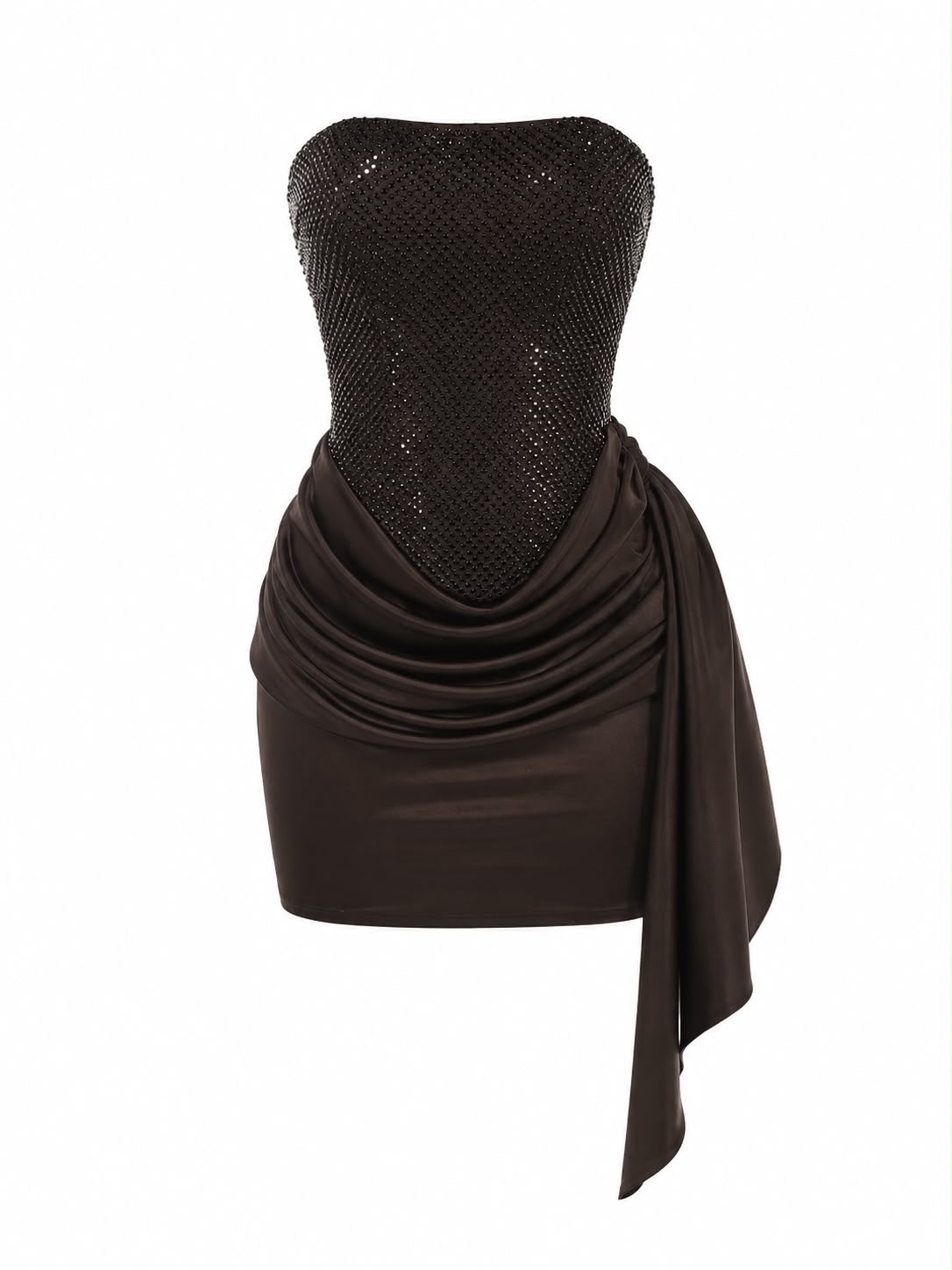 Vestido Brilho em Cristais com Cauda Lateral