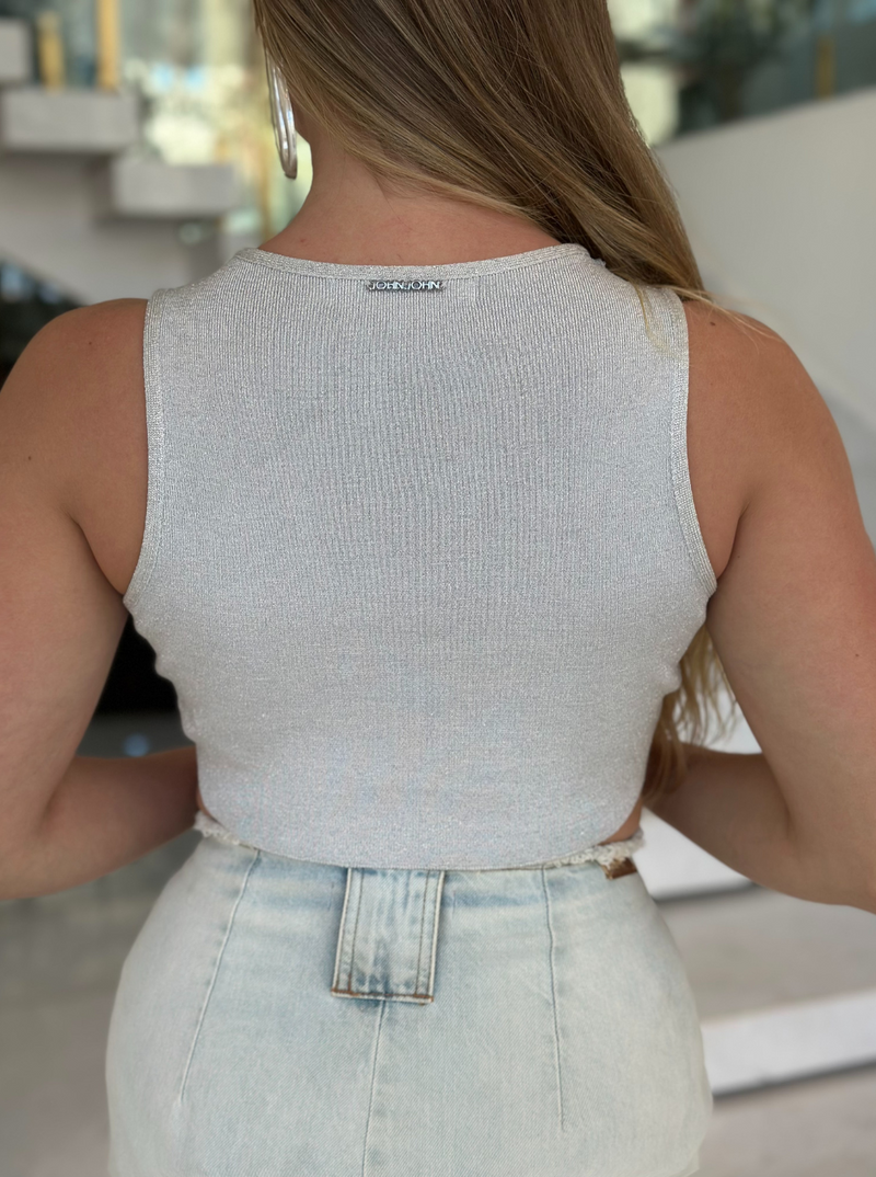 Cropped Cinza Brilhante