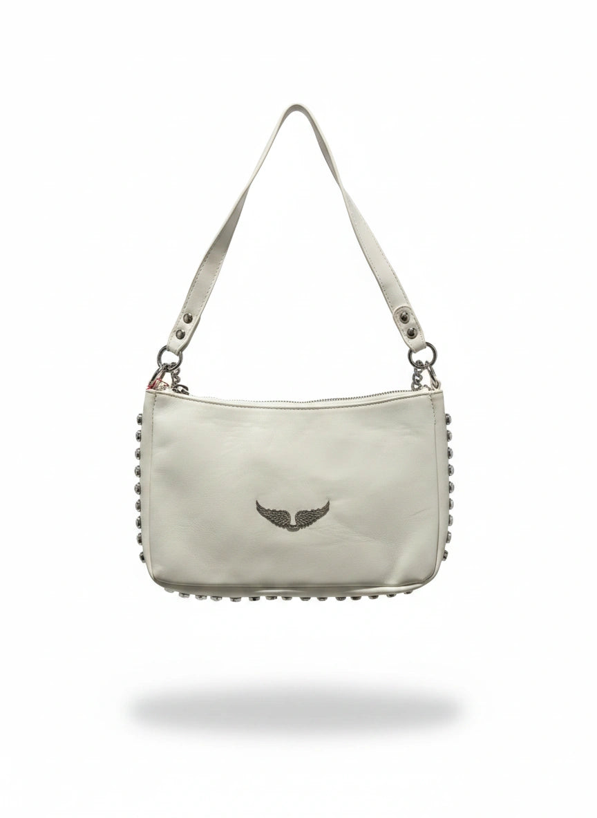 Bolsa feminina de couro ecológico com cristais, estilo elegante e sofisticado, da marca Wanessa Lopez Concept.