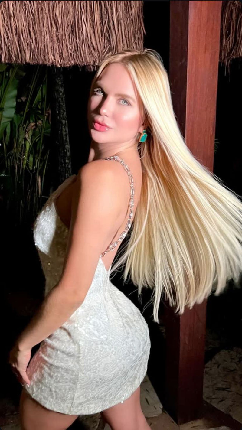 Vestido Curto Paete Off White