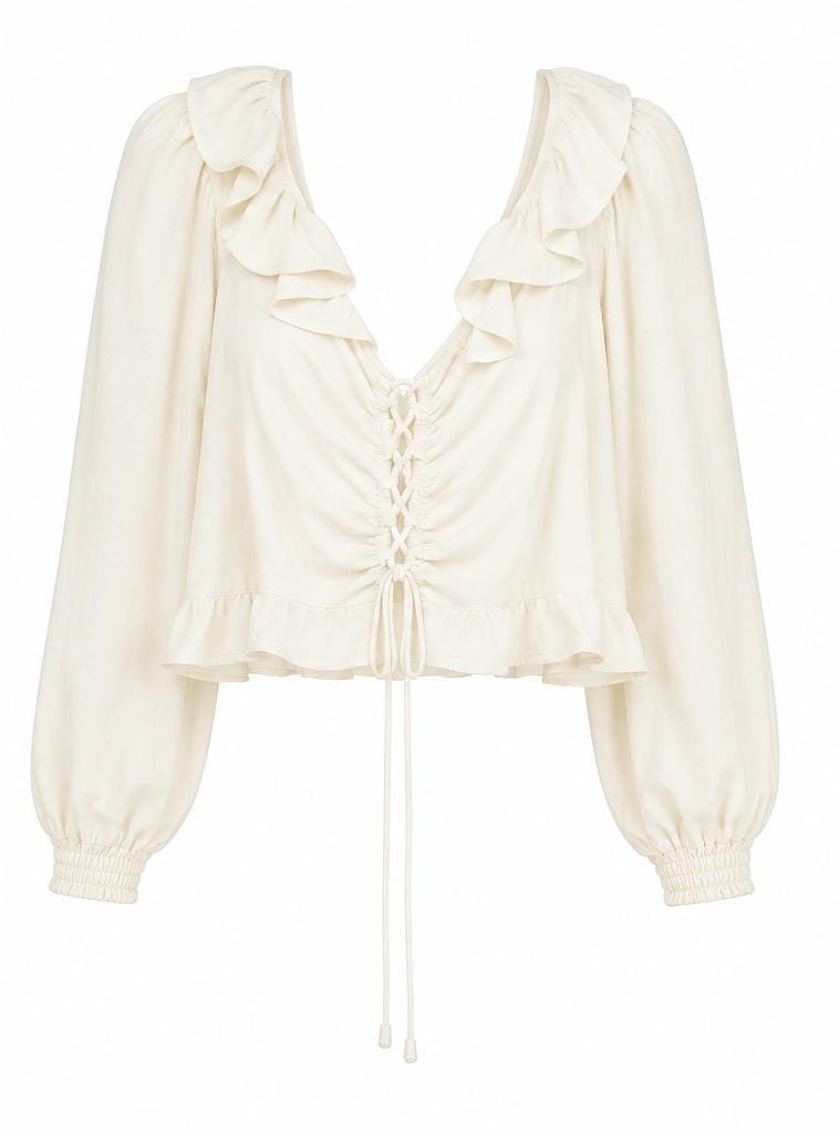 Blusa Cropped Babado Amarração