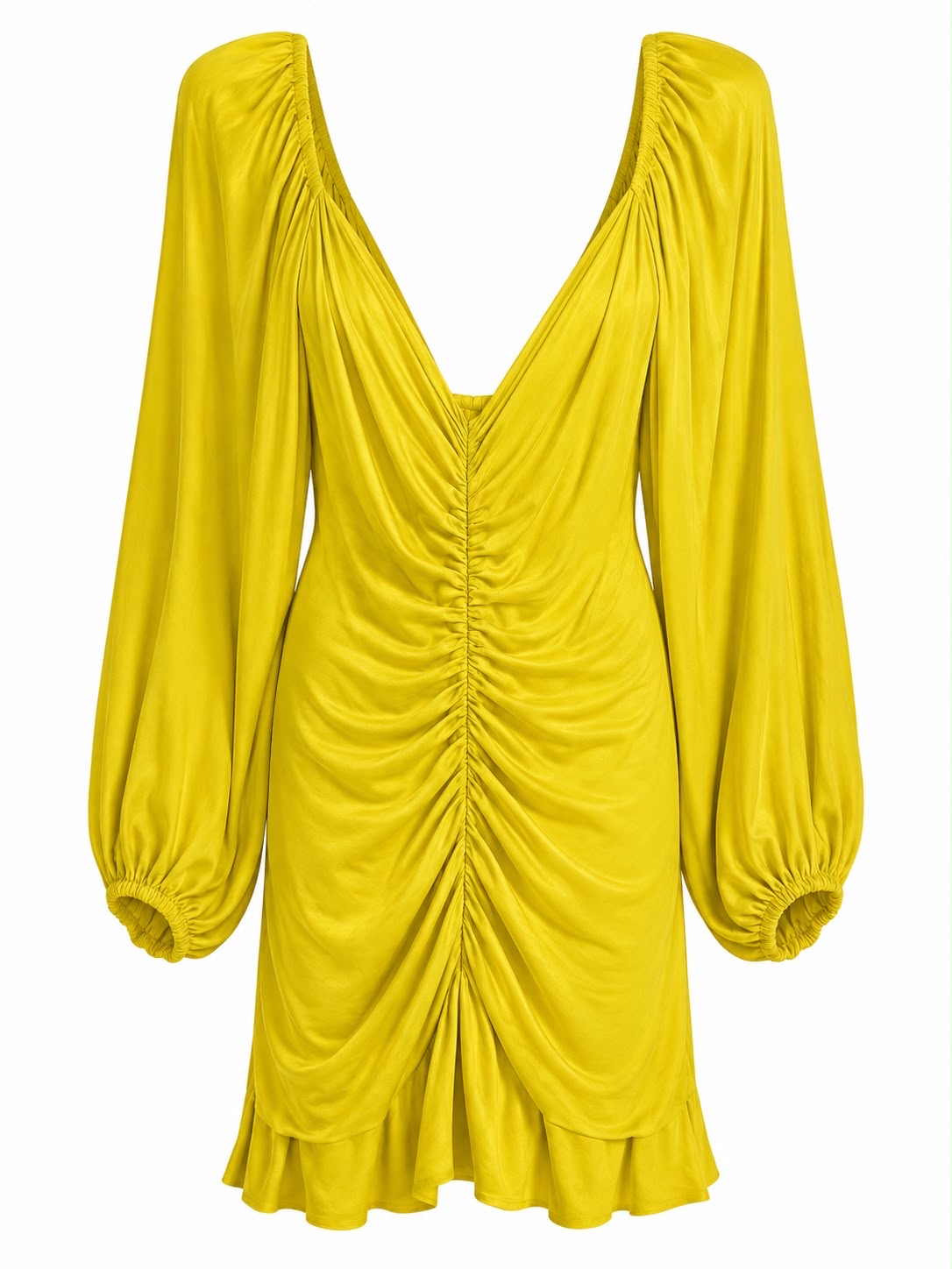 Vestido com Franzido de Manga longa