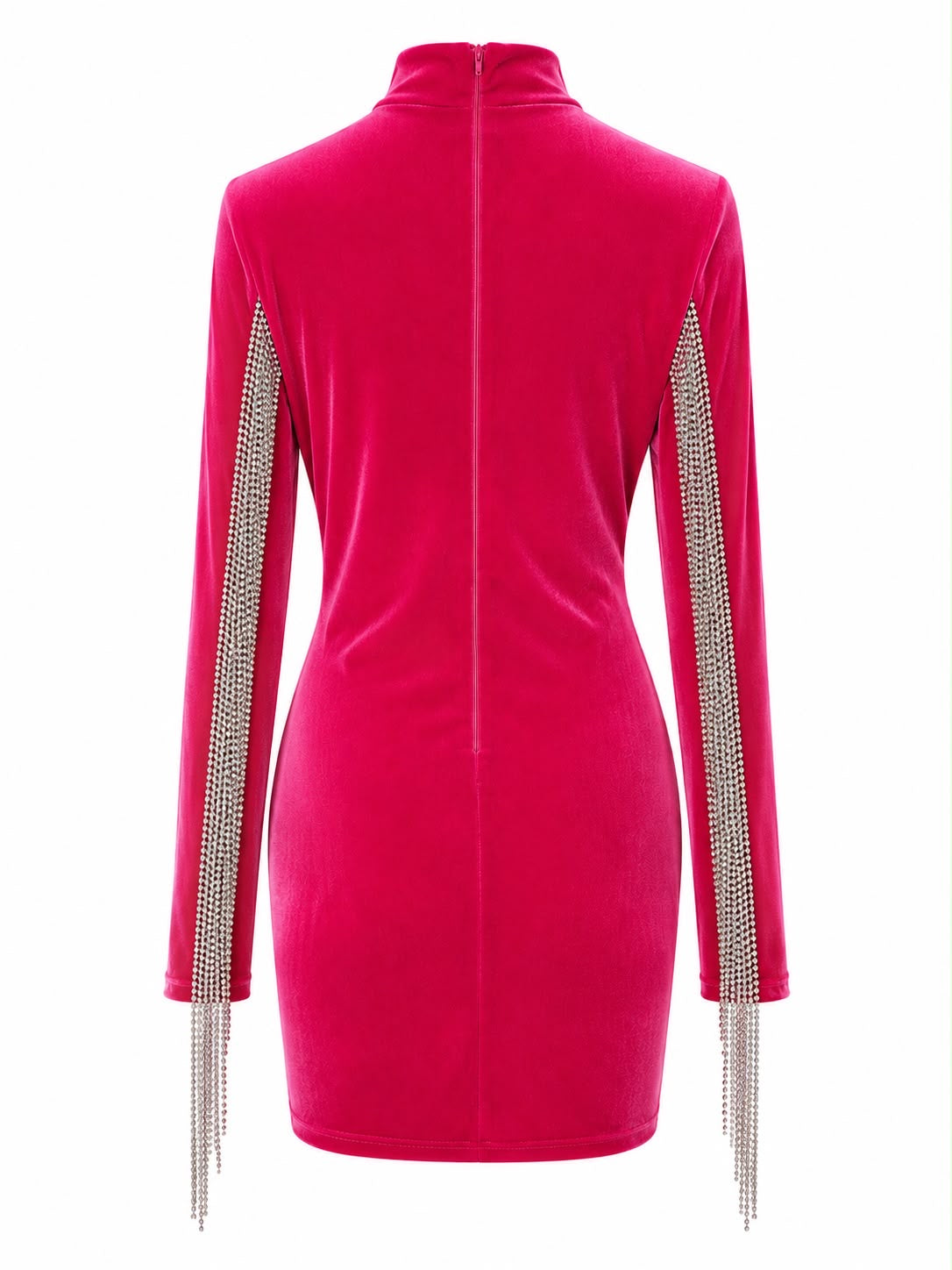 Vestido Veludo Chicago com Strass Busto e Manga