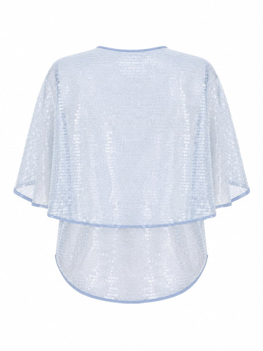 Blusa Capa Aquamarine Paetê