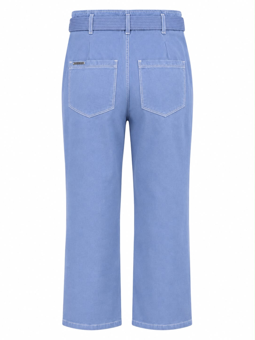 Calça Jeans com Cinto em Pedra detalhes Pesponto