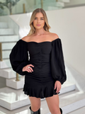 Vestido Drapeado FARM Preto