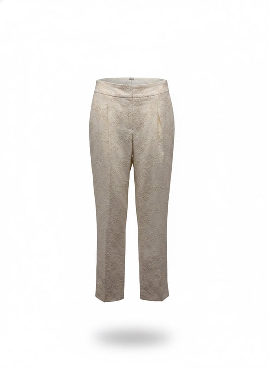 Calça Cigarrete Linho Bordado