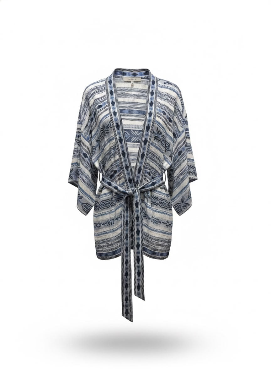 Kimono Jacquard Artesanal Manga Longa