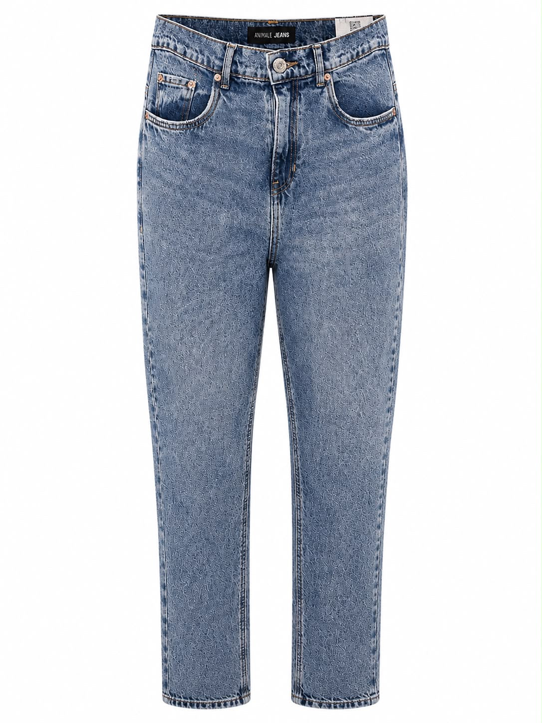Calça Jeans Mescla com Botão Prata