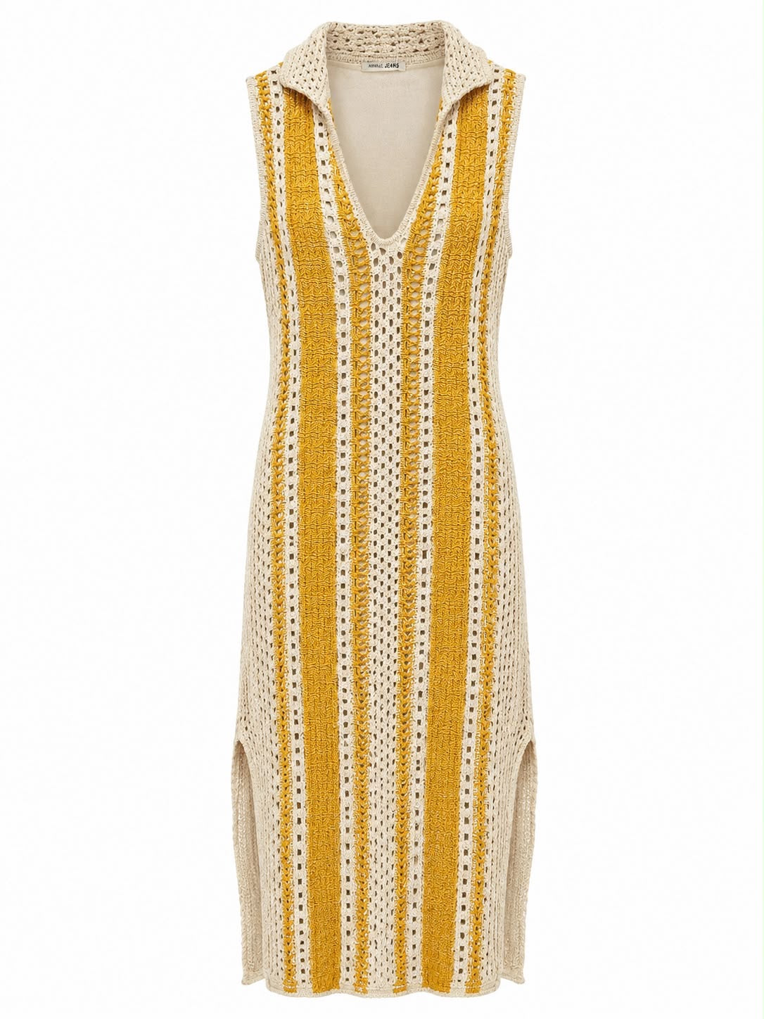Vestido sem Manga Tricot Gola Polo