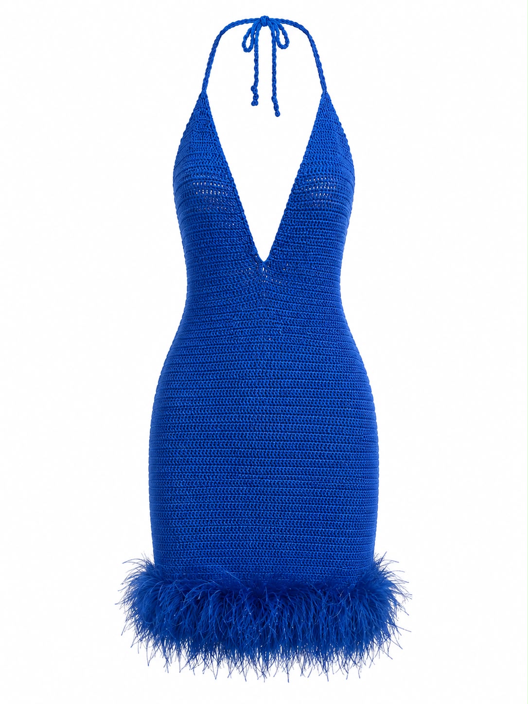 Vestido De Crochê Com Pluma