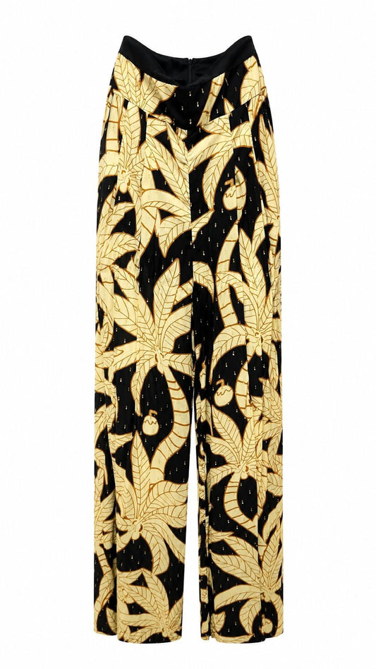 Calça C/ Bolso E Pregas De Lírio Tropical