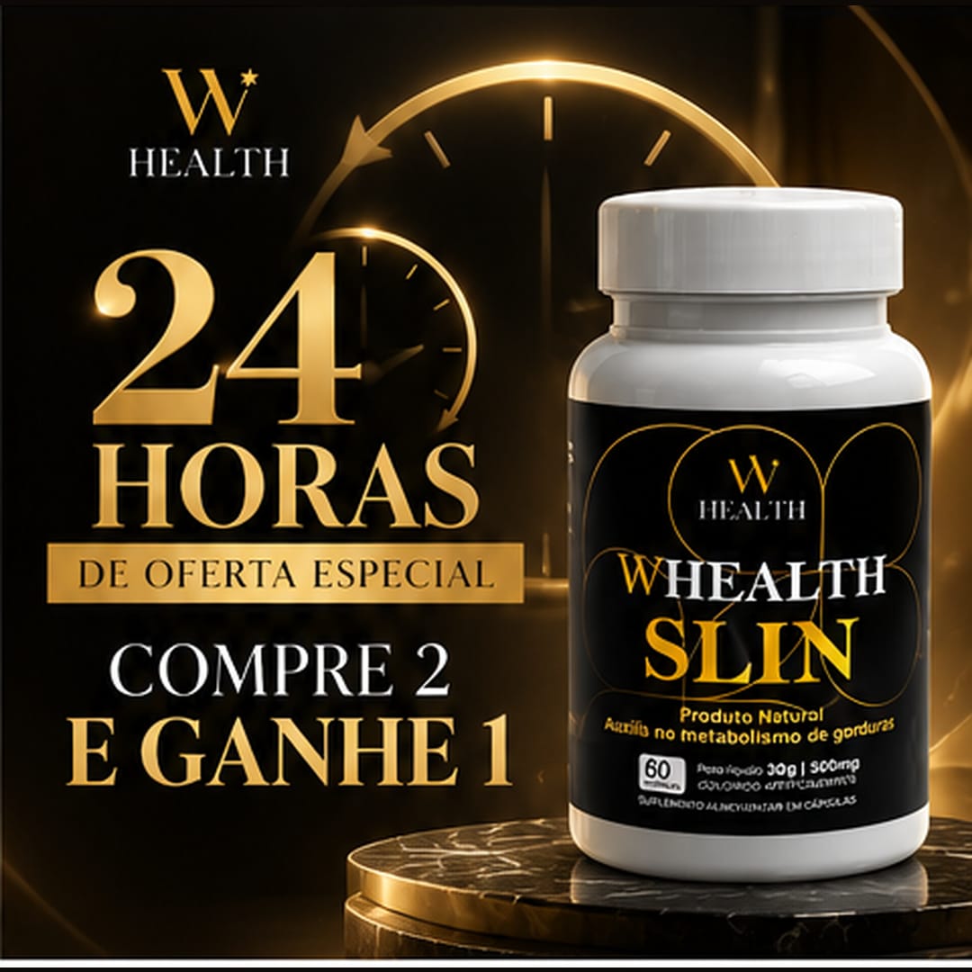 Pacotes de Whealth Slin da marca WLC, suplemento sem categoria, exibidos na embalagem com detalhes do produto.