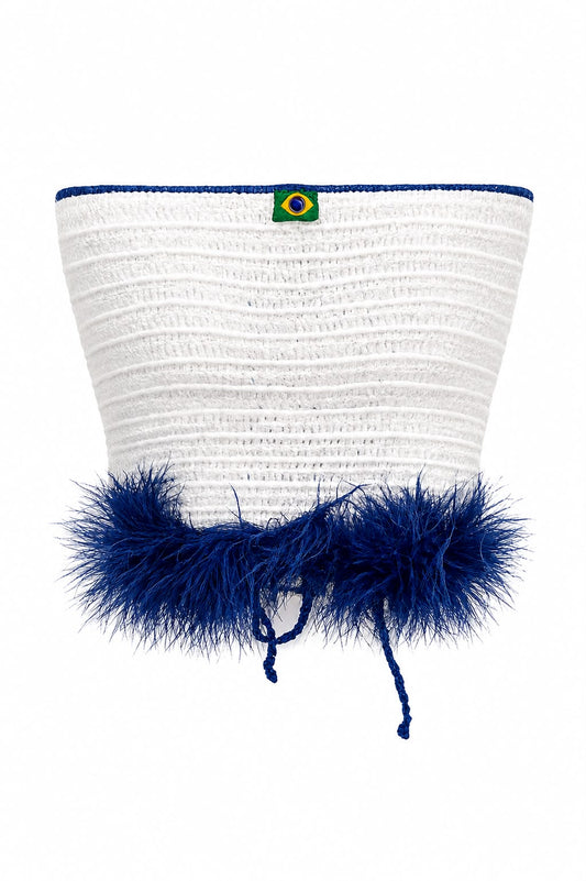Cropped De Crochê C/ Pluma