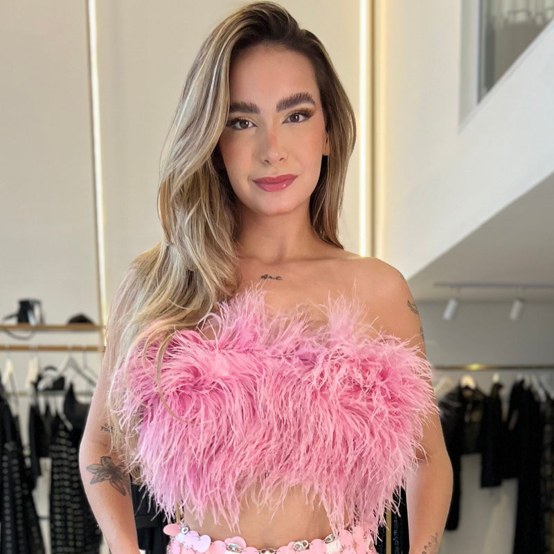 Top Plumas Rosa