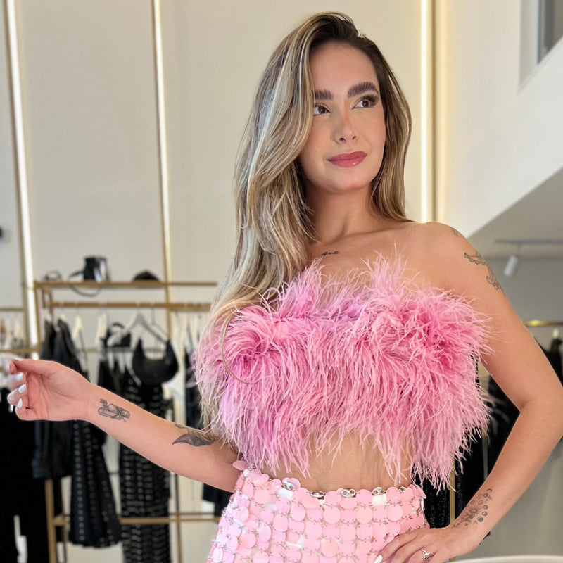 Top Plumas Rosa