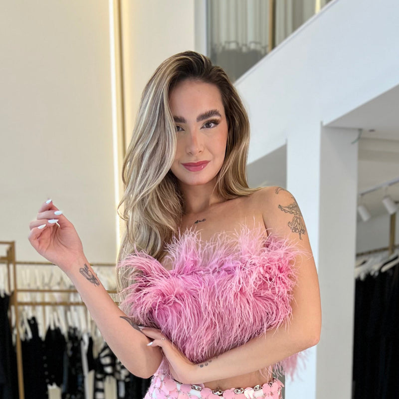 Top Plumas Rosa