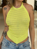 Blusa de tricot frente única da marca Wanessa Lopez Concept, em tom neutro, com detalhes de textura visíveis.