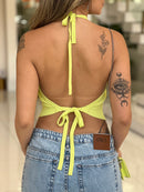 Blusa de tricot frente única da marca Wanessa Lopez Concept em tom suave e textura detalhada.