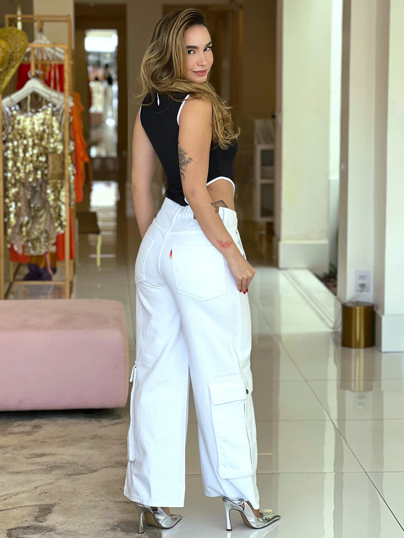 Calça Cargo Sarja White Farm