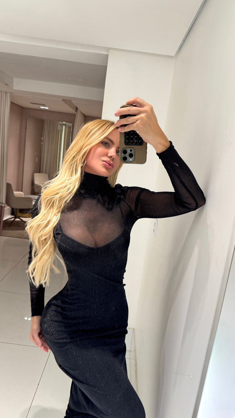 Vestido Scarlat  Tule Brilho