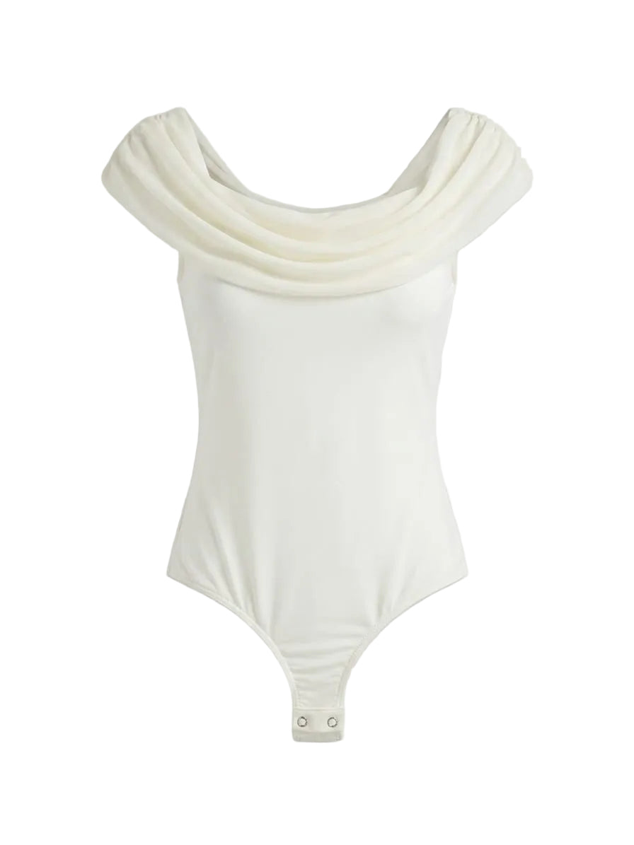 Corpo de tule branco da Wanessa Lopez Concept, com detalhes delicados e acabamento elegante.