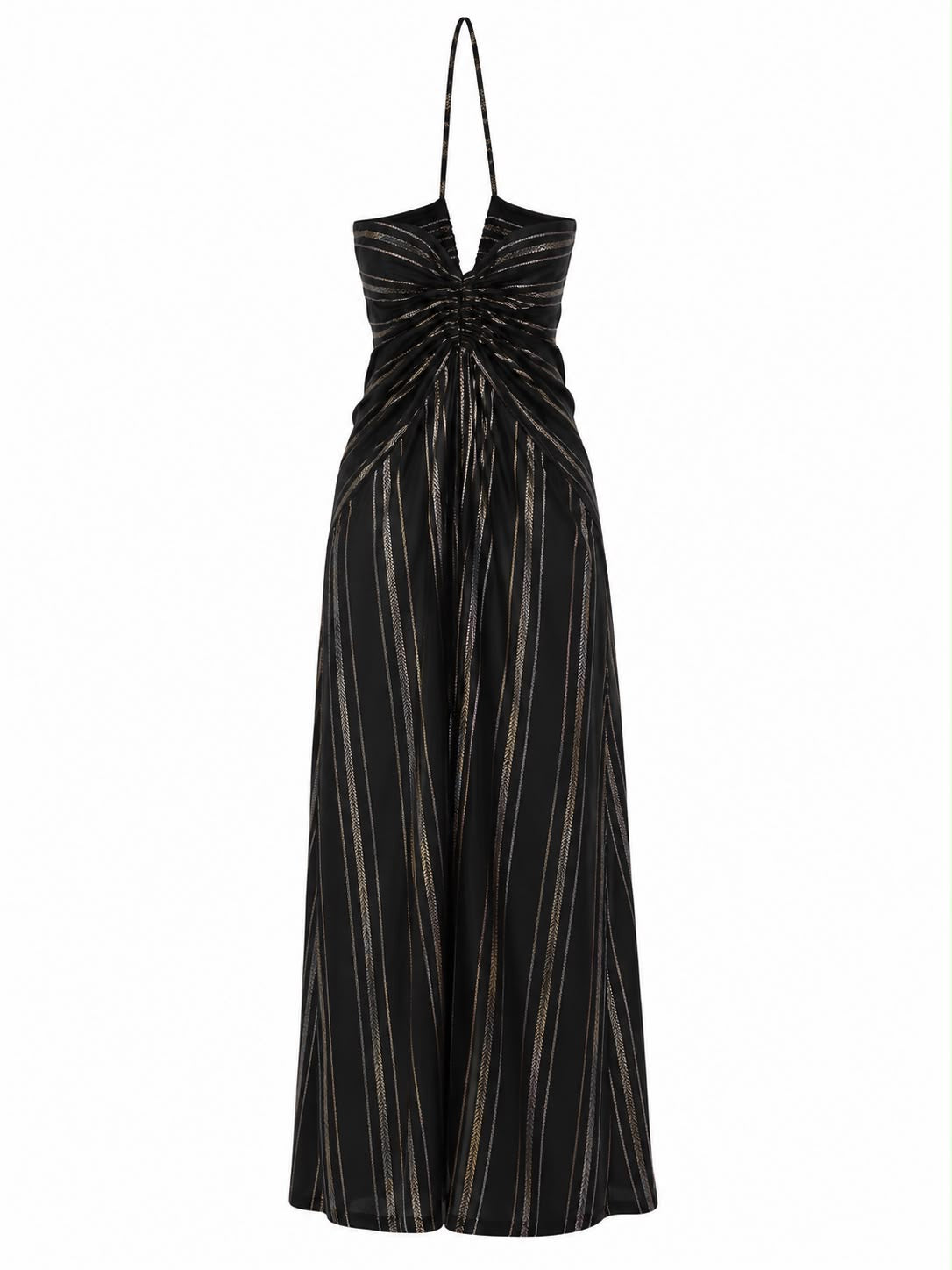 Vestido  com Estampa Listras Lurex