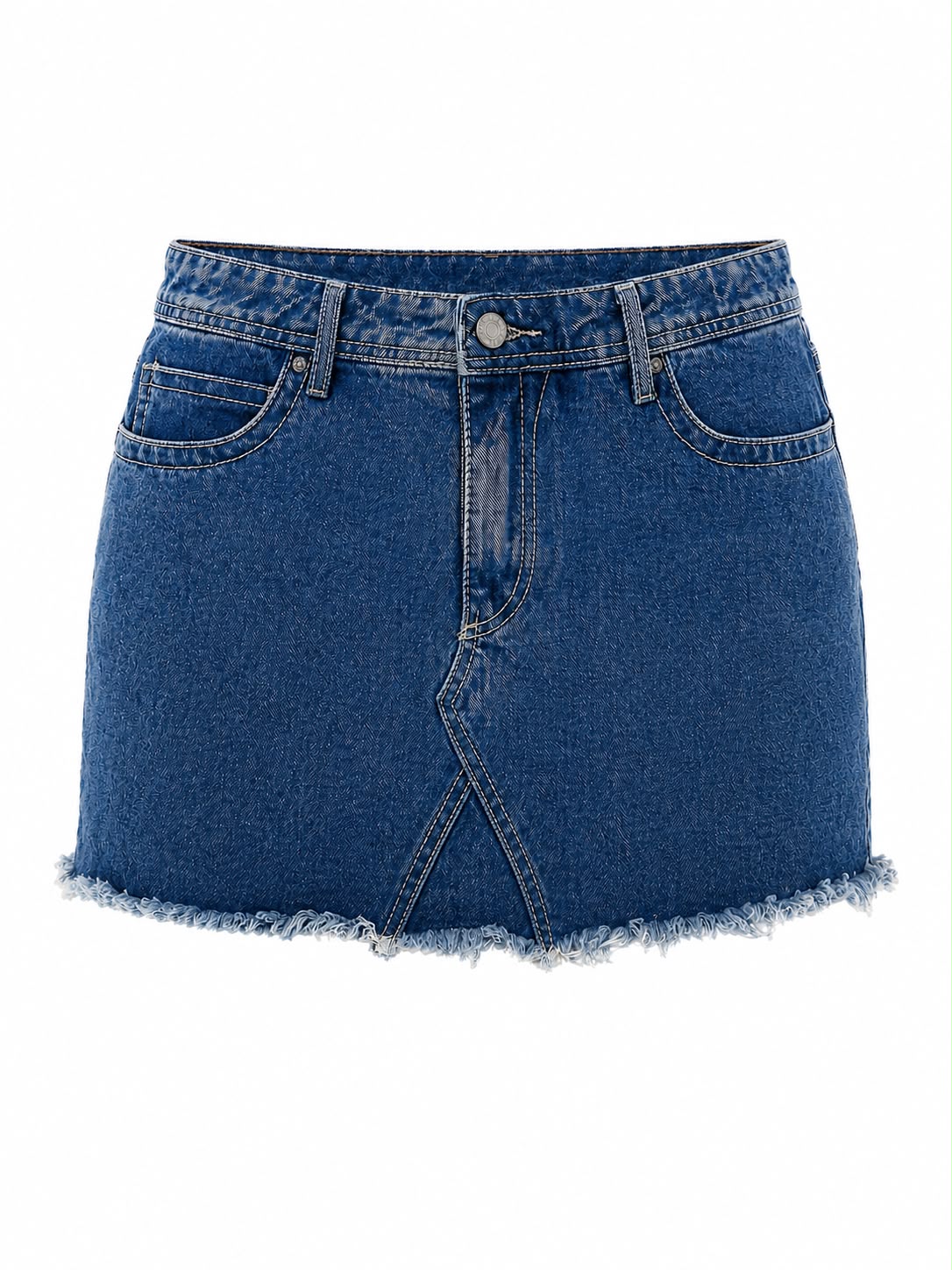 Mini Saia Jeans com Pesponto Bege