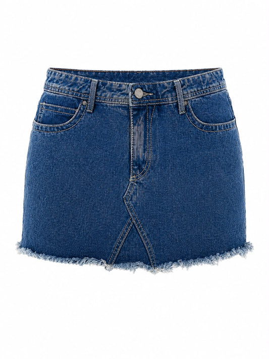 Mini Saia Jeans com Pesponto Bege