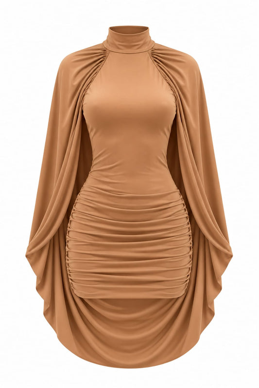 Vestido Gola Kalyvia da FICA, vestido feminino com gola elegante, tecido leve e design moderno, mostrado na imagem.