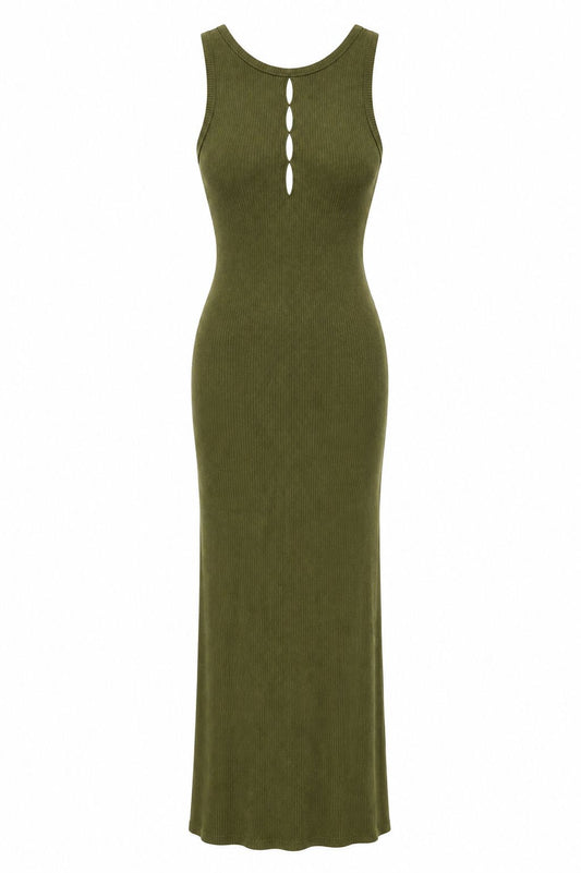Vestido Midi Malha Aberturas Frontais