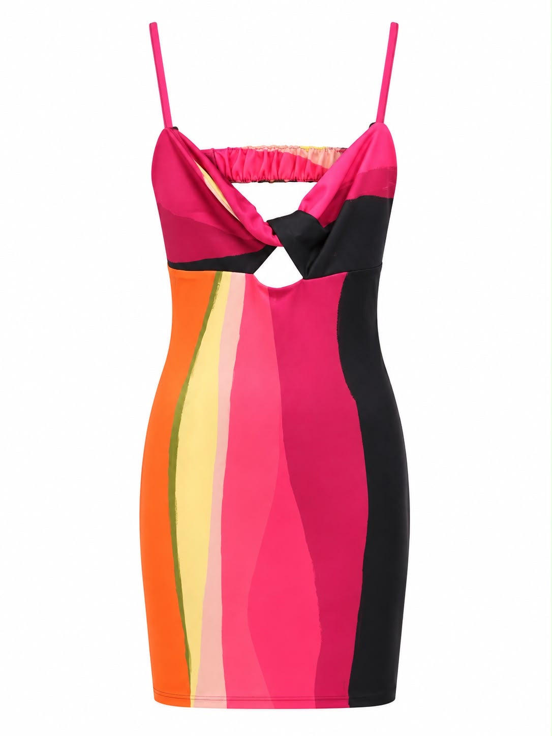Vestido Curto Torcido no Busto Estampado