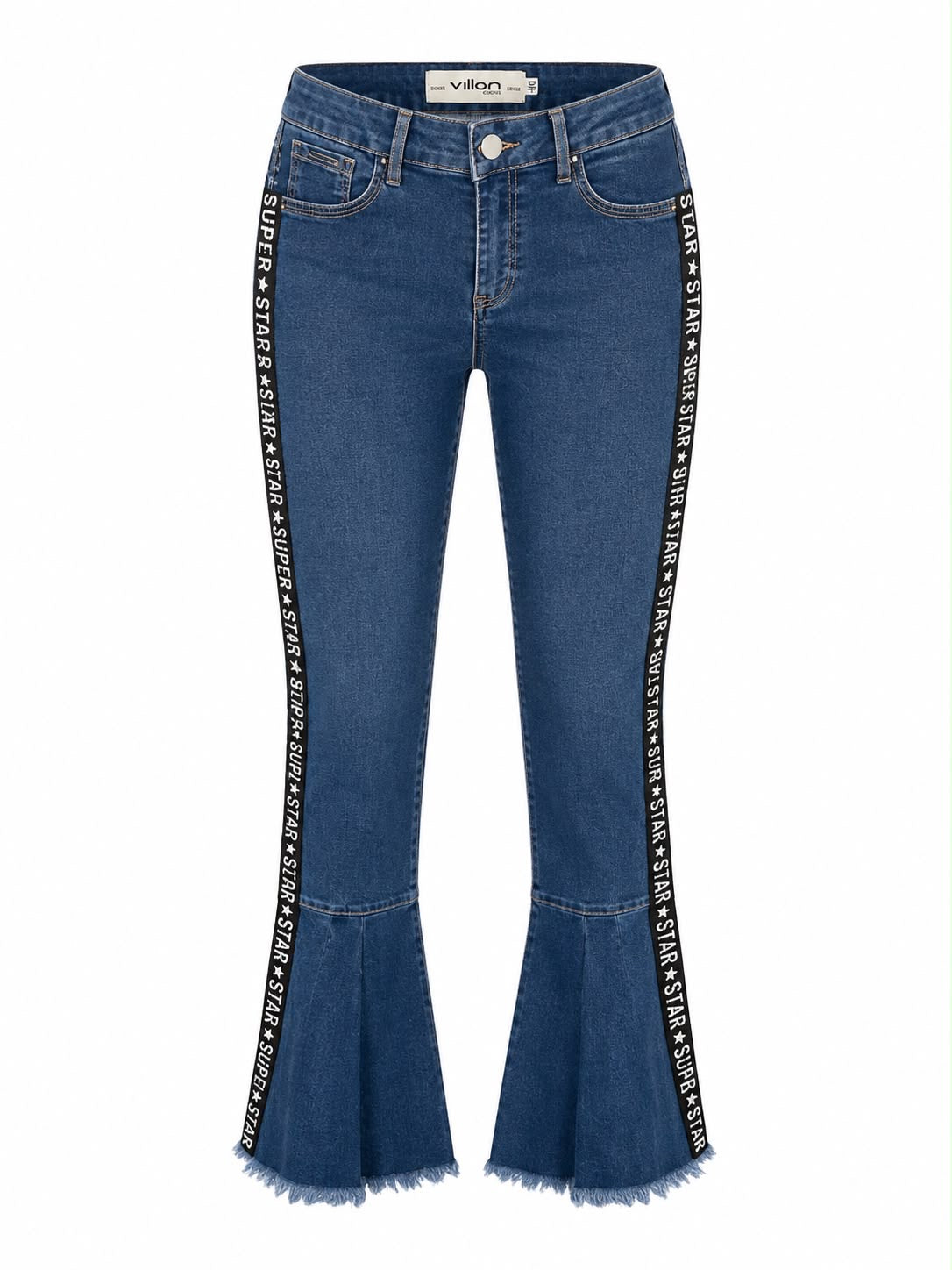Calça Jeans Boca de Sino com Recortes