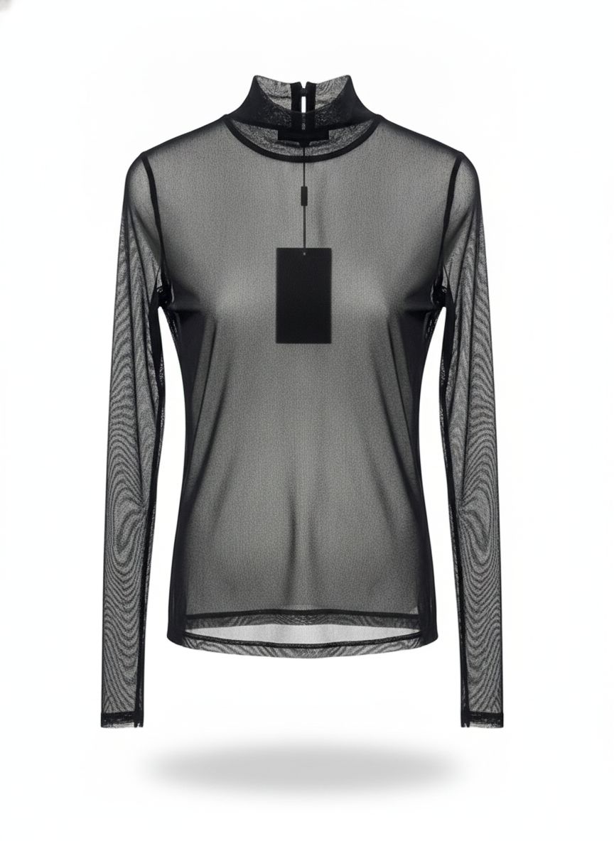 Blusa Manga Longa Gola Alta Tule