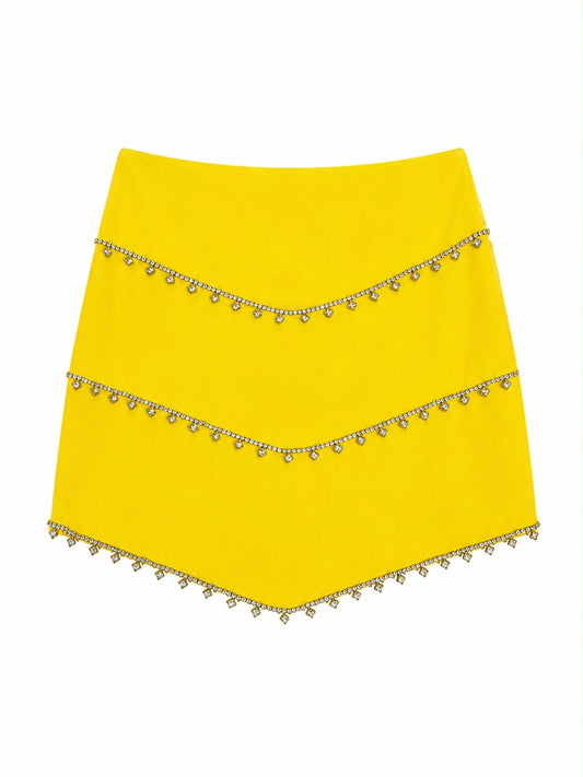 Saia Mini Crepe com Detalhes Brilho