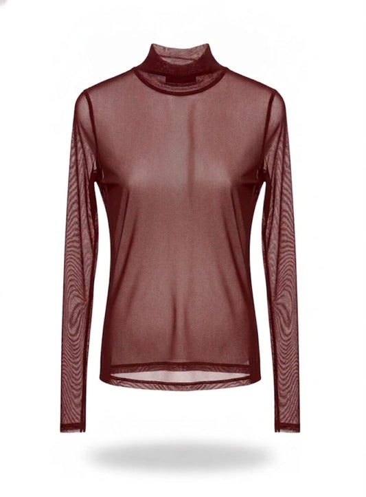 Blusa Manga Longa Gola Alta Tule