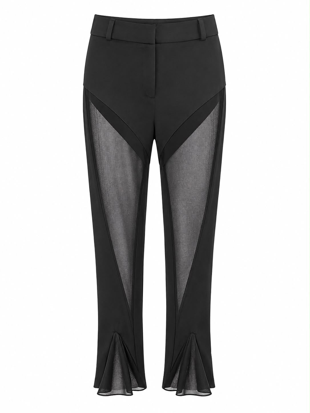 Calça Boca de Sino com Pregas em Tule