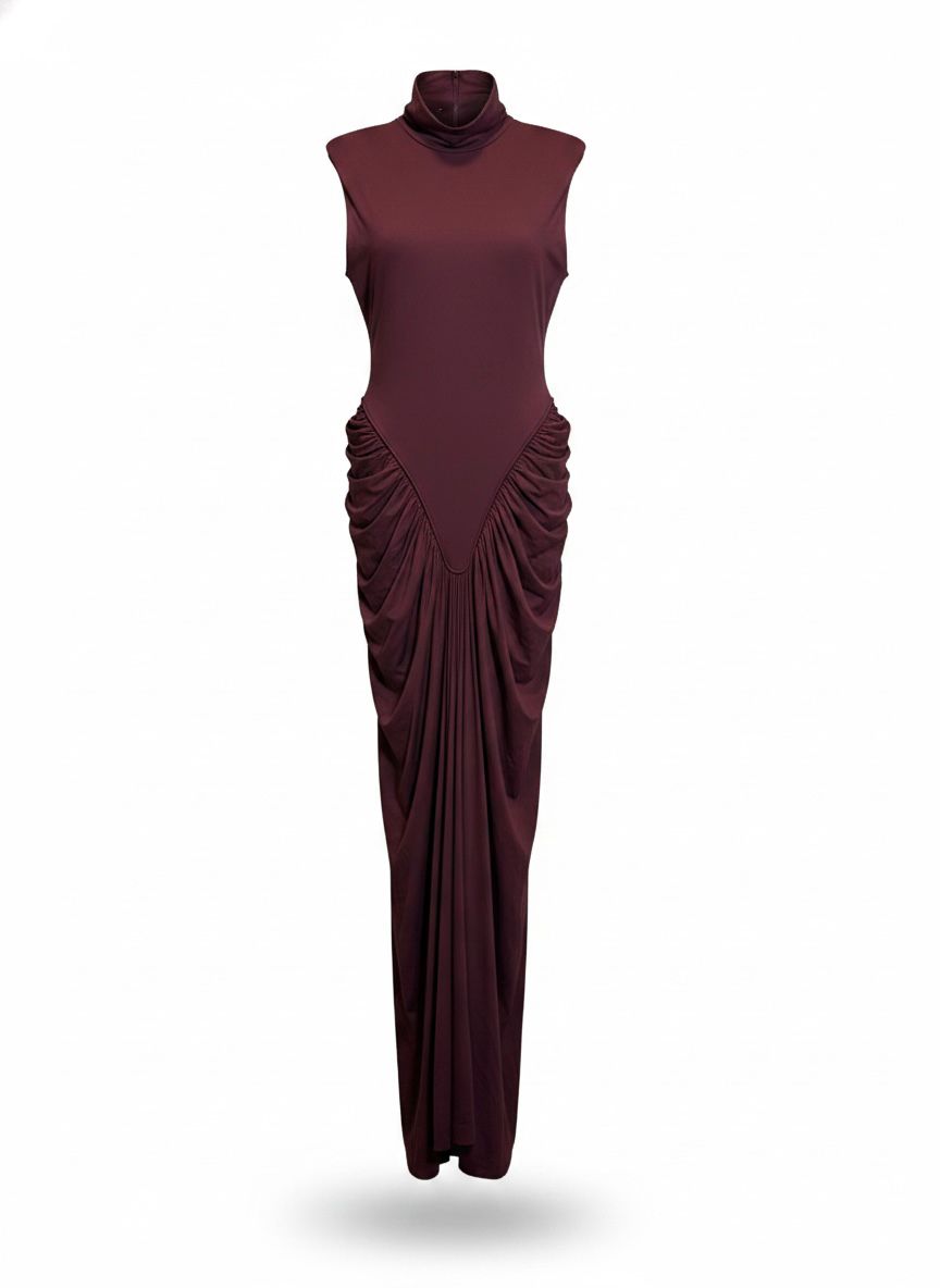 Vestido Gola Alta Jersey