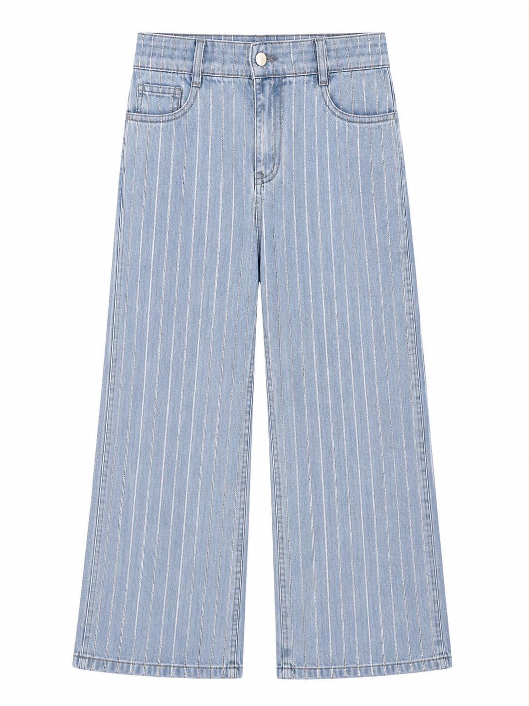 Calça Jeans Listras Grossas Metalizadas