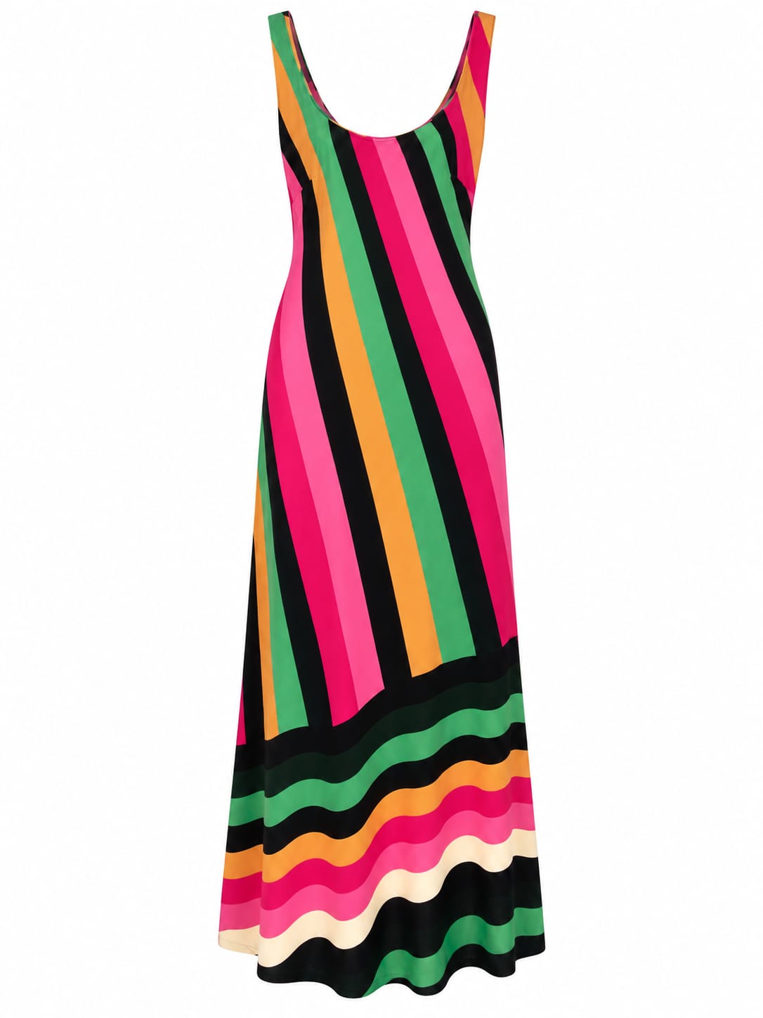 Vestido Longo Listrado Ondas