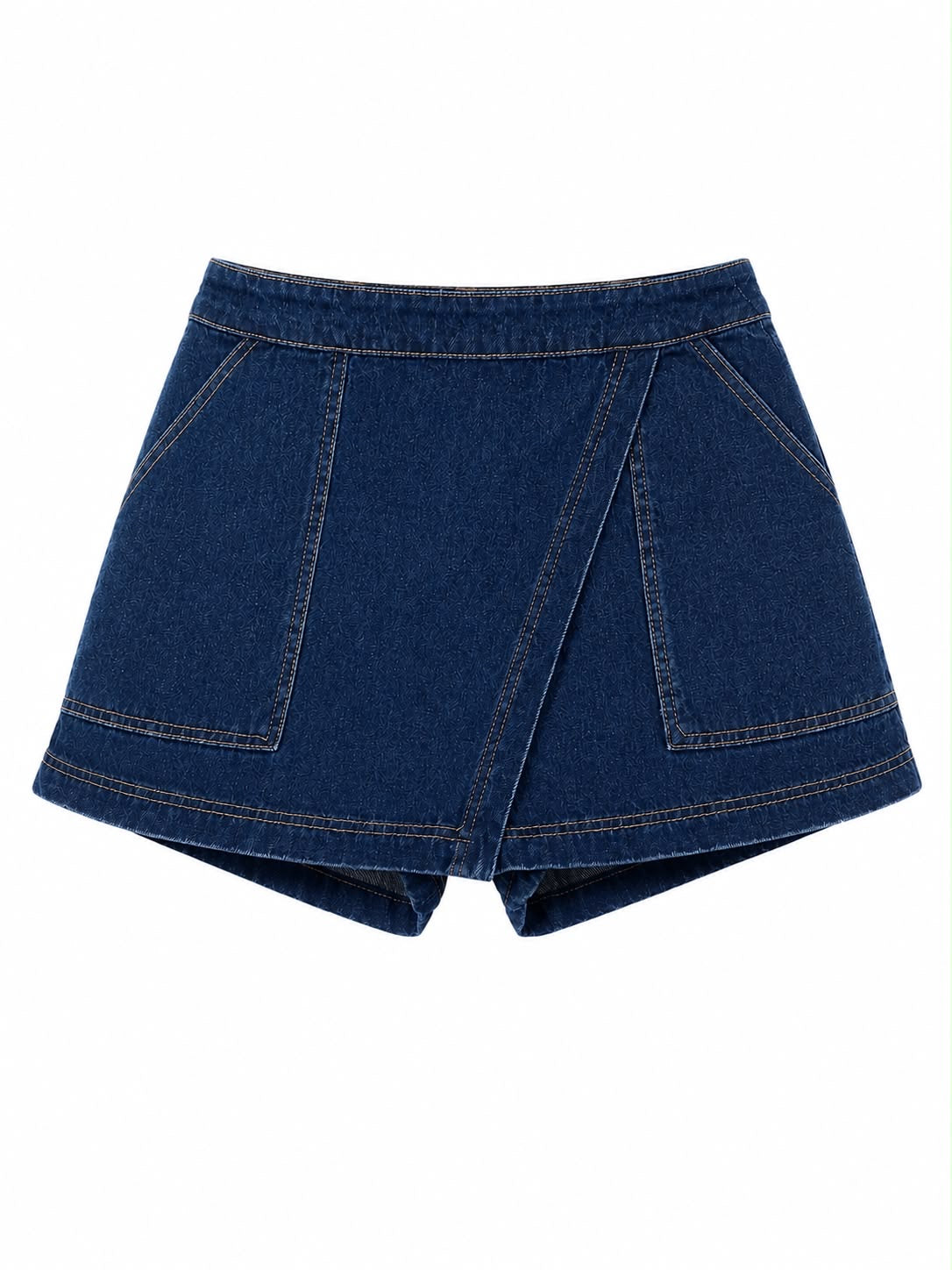 Short Saia Jeans com Pespontos