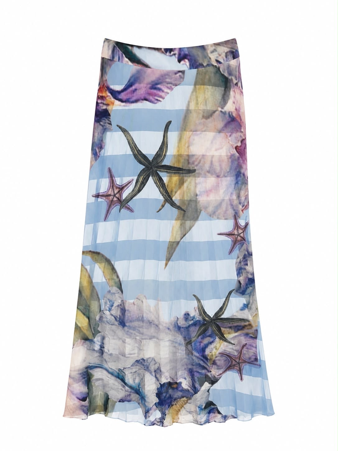 Saia Midi Estampada Plissada