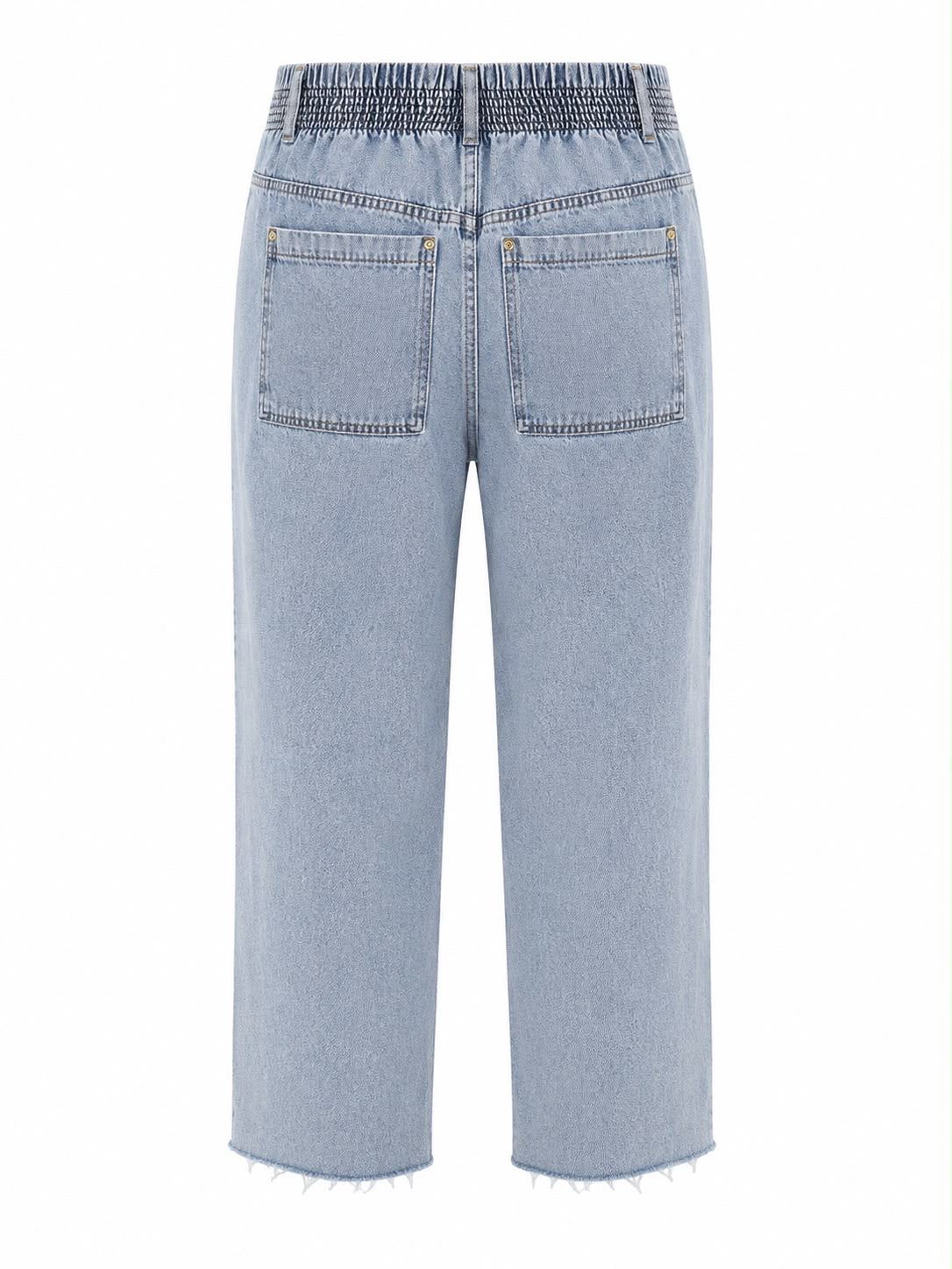 Calça Reta com Recortes Jeans