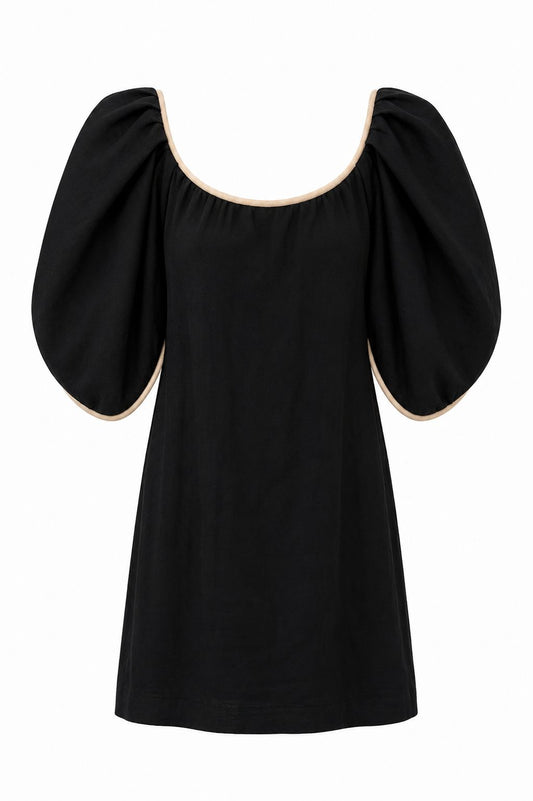 Vestido De Linho Manga Coração