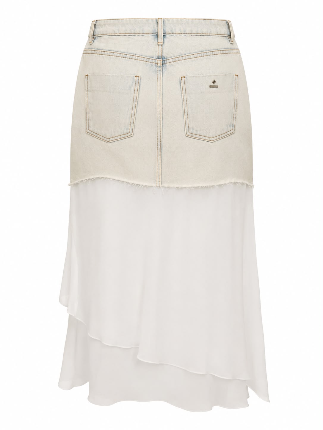 Saia Jeans com Chiffon Fluido