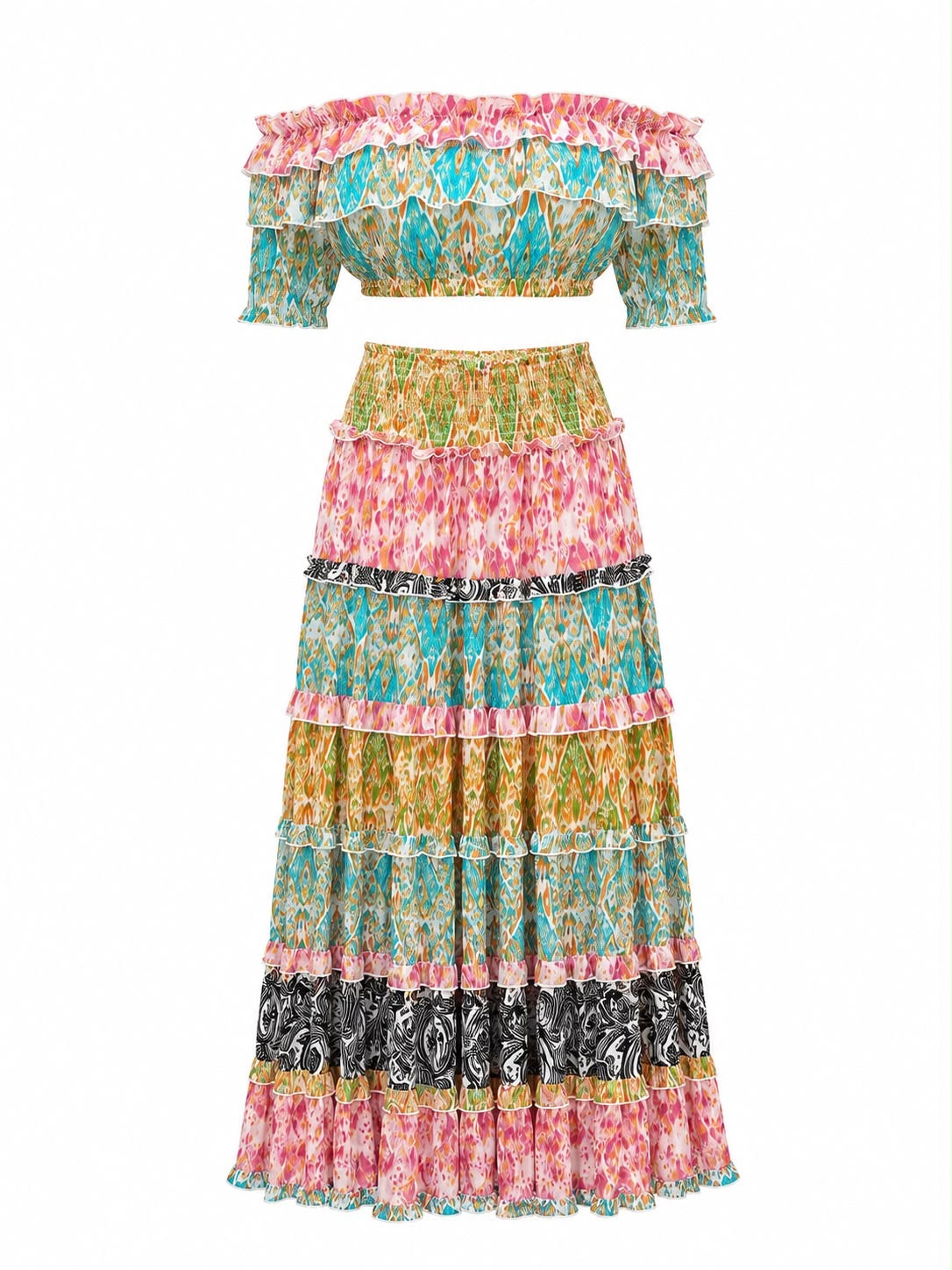 Conjunto Top e Saia Estampado