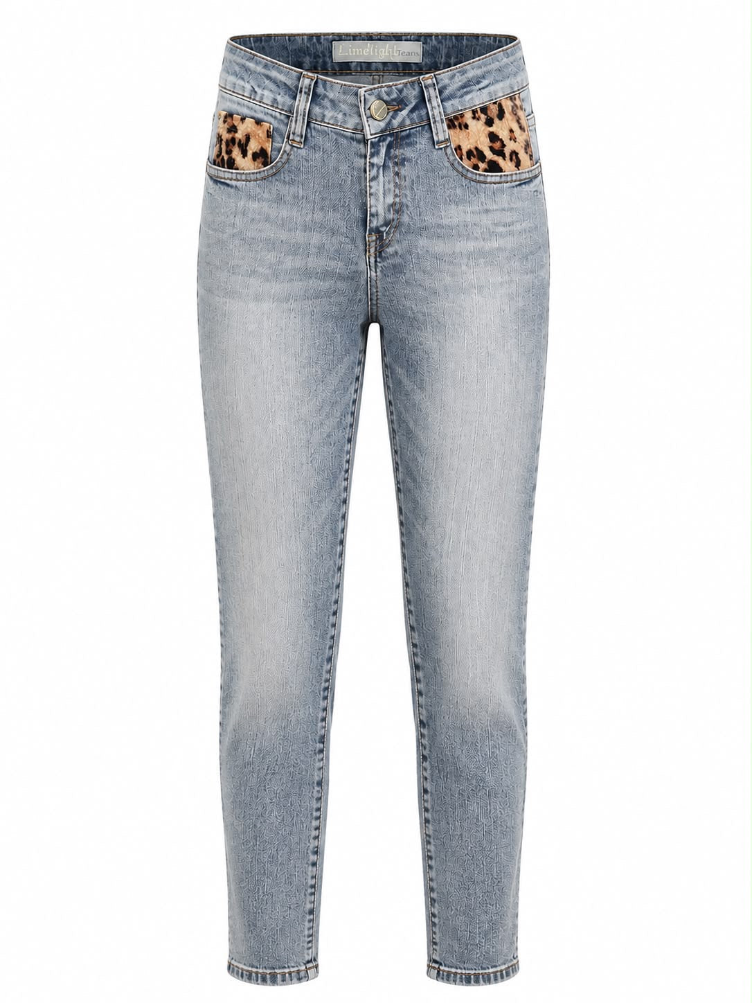 Calça Jeans Detalhe Bolso Animal Print