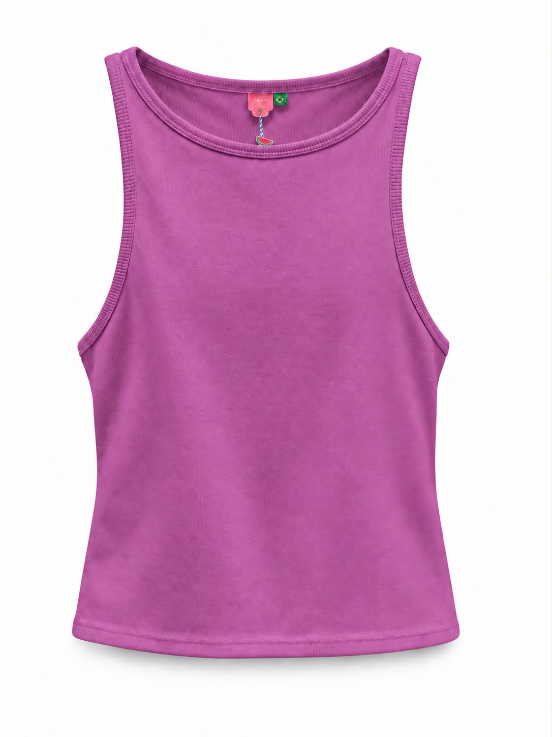 Regata cropped Lopz, blusa feminina sem mangas com modelagem curta e tecido leve.