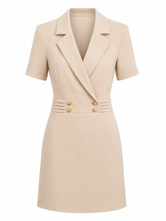 Vestido Alfaiataria Liso com Abotoamento